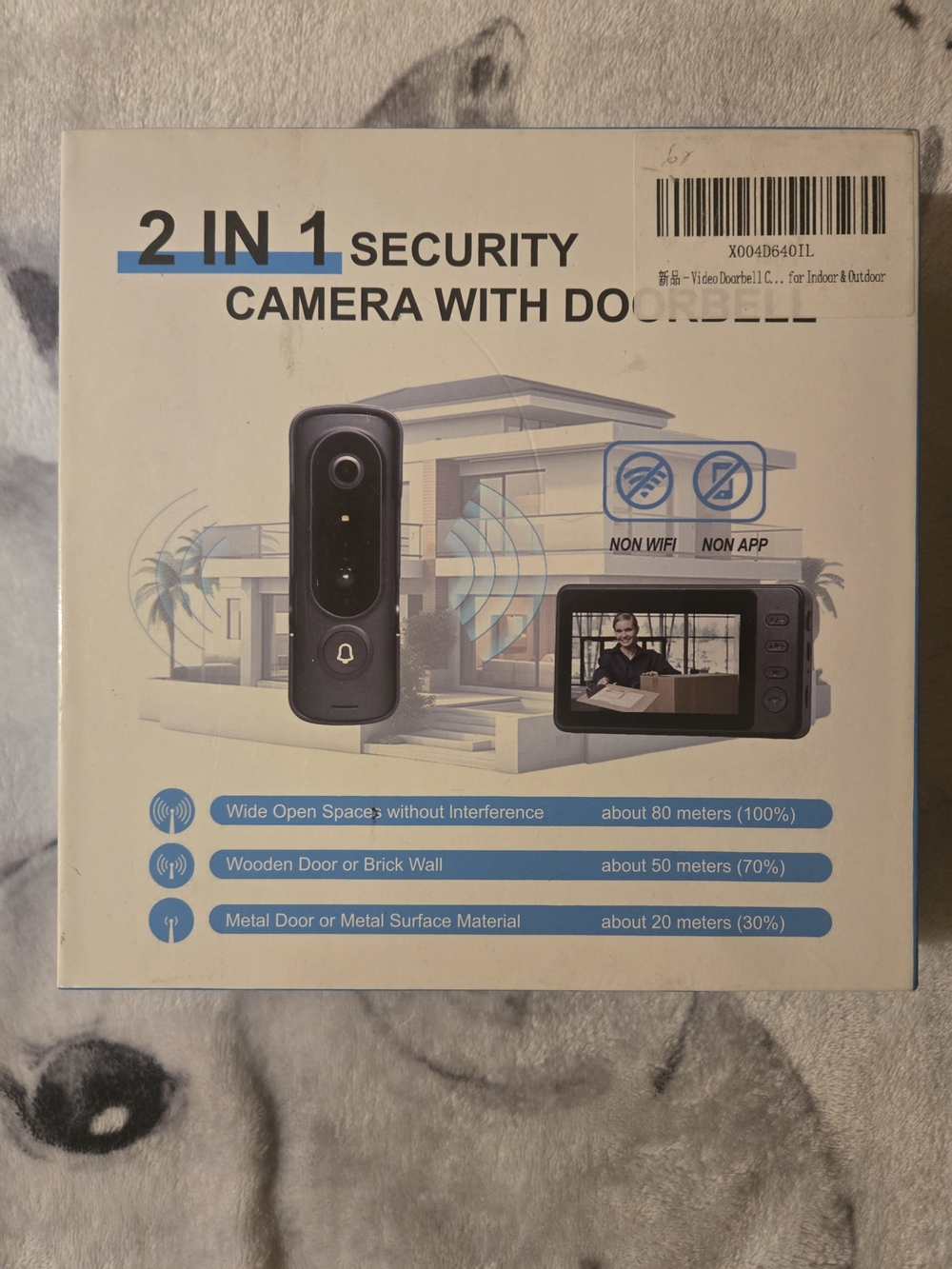 2-in-1 Security Door Camera and Monitor - Black